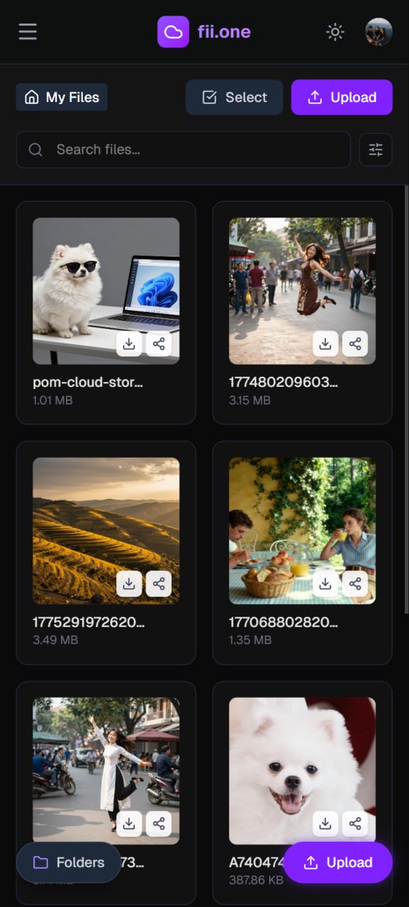 fii.one Mobile - Dark Mode